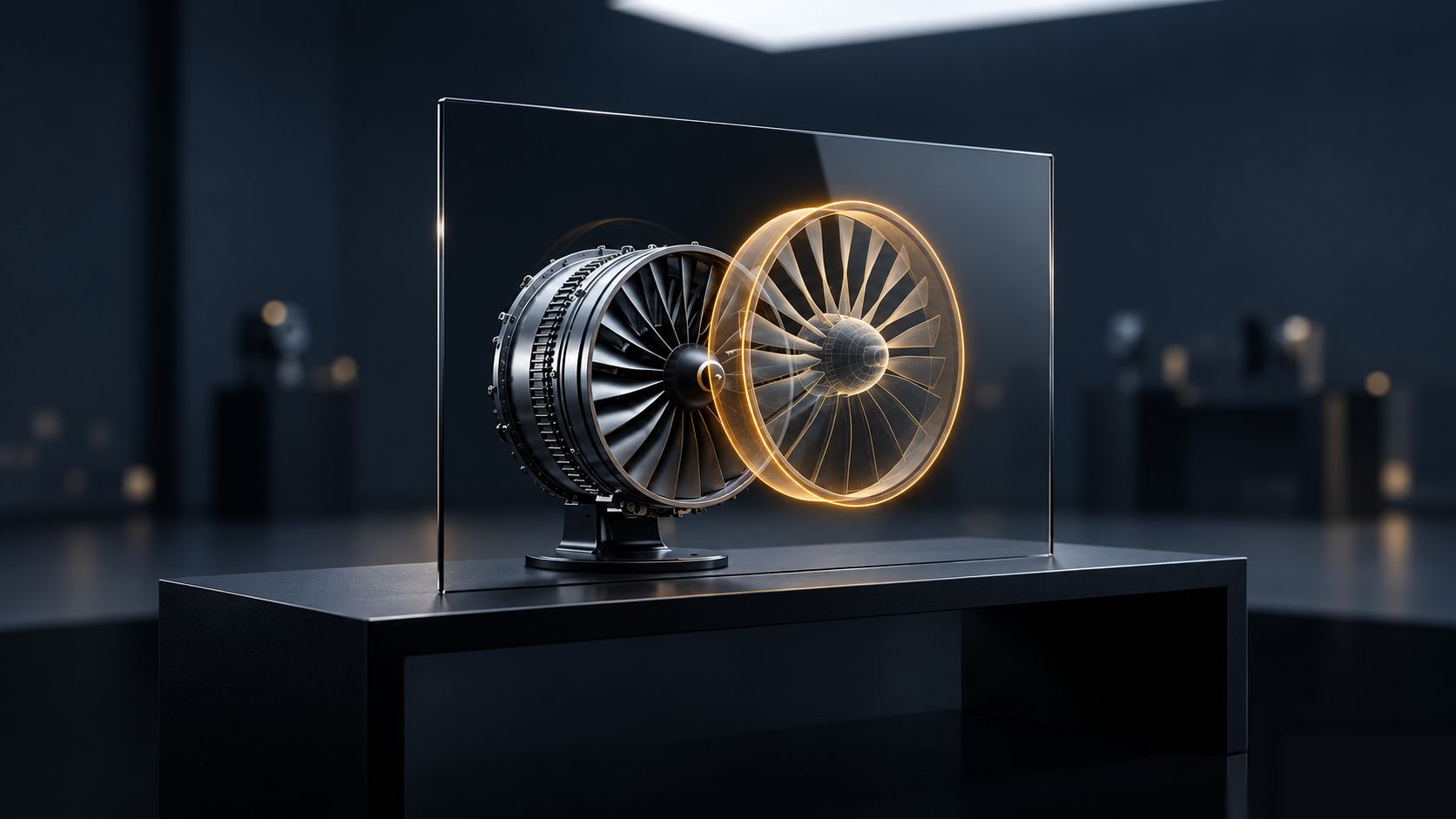 Turbine with amber holographic overlay